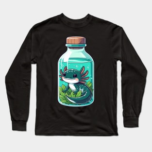 Kawaii Axolotl in Water Plant Bottle Long Sleeve T-Shirt